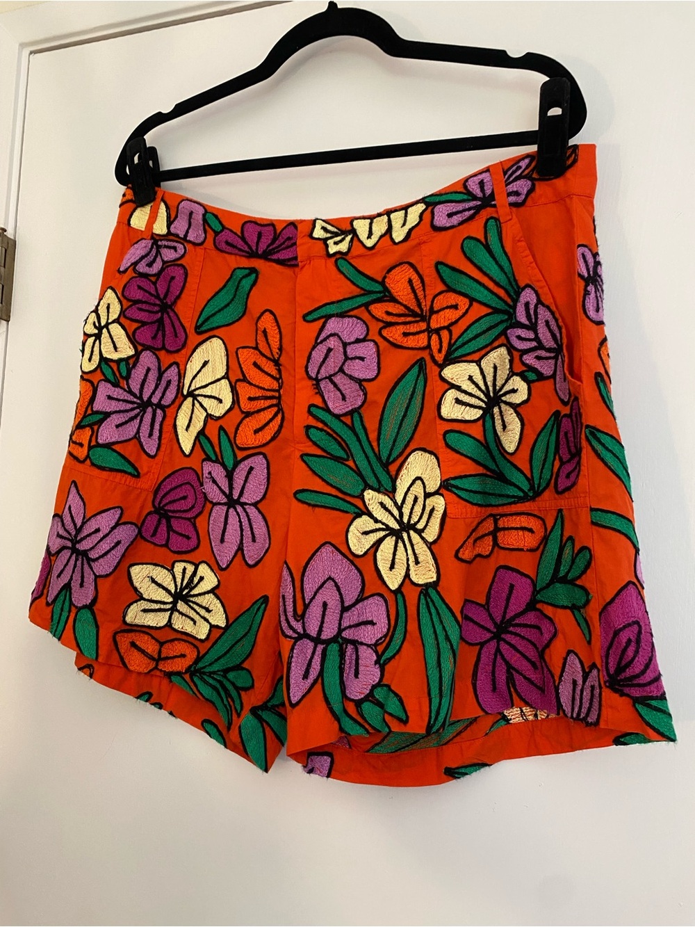 Roller Rabbit Orange Floral Embroidered Women’s Shorts